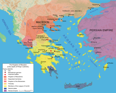 馬其頓王國在公元前336年的版圖