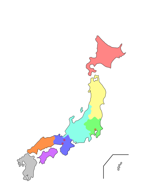 Regions and Prefectures of Japan-blank.svg